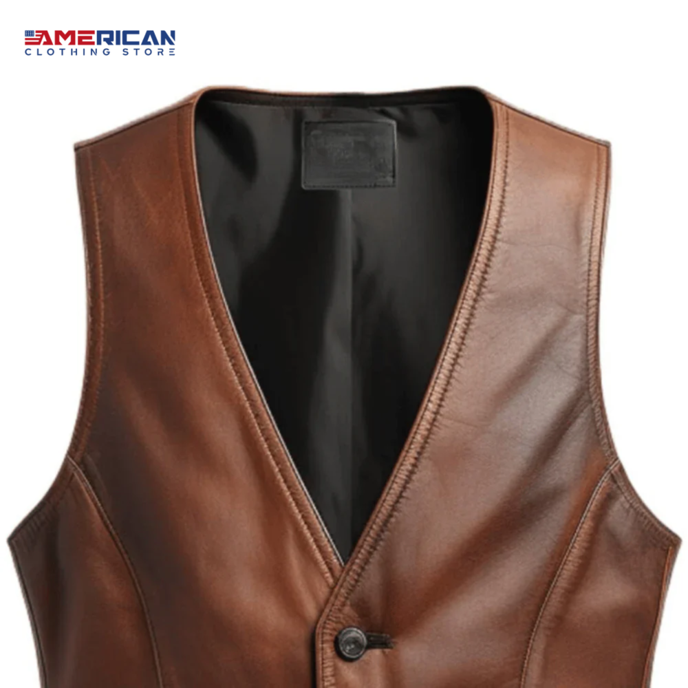 Vintage Mens Brown Leather Vest