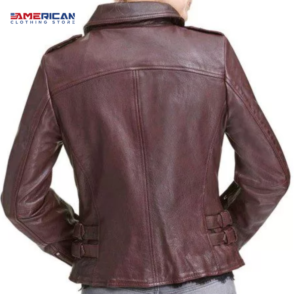 Women Burgundy Leather Jacket